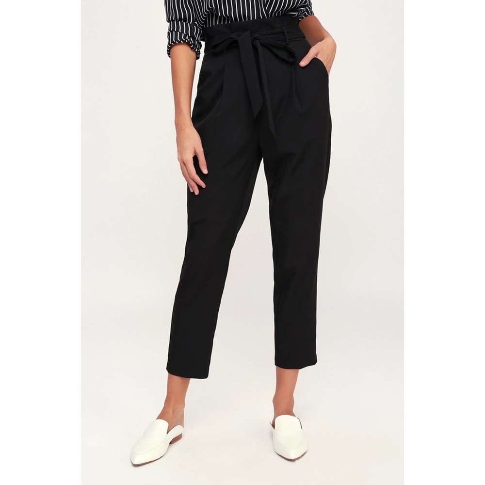 Lulus With Confidence black paper bag waist pants